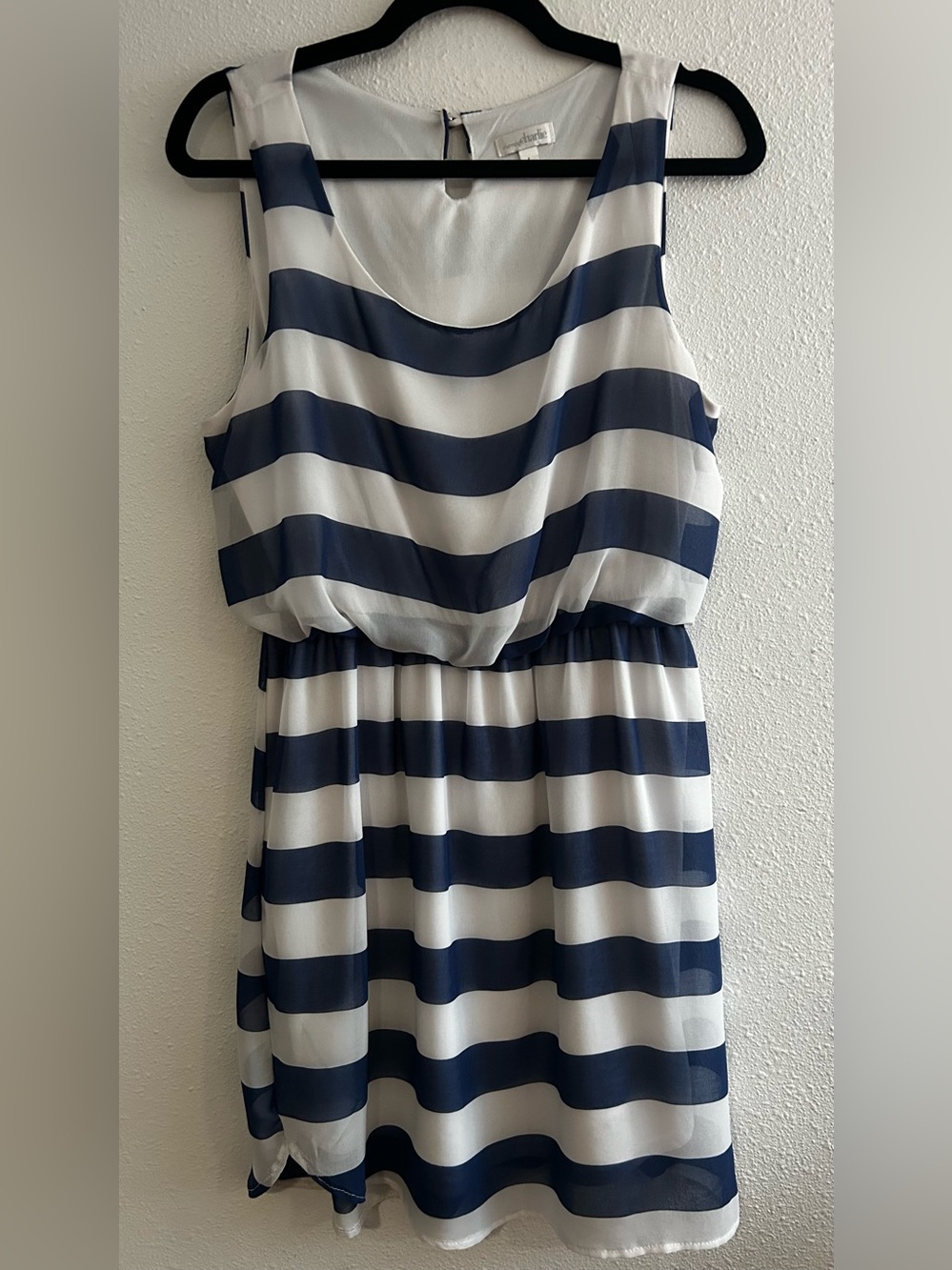 Charming Charlie Navy and White Striped Sleeveless Dress